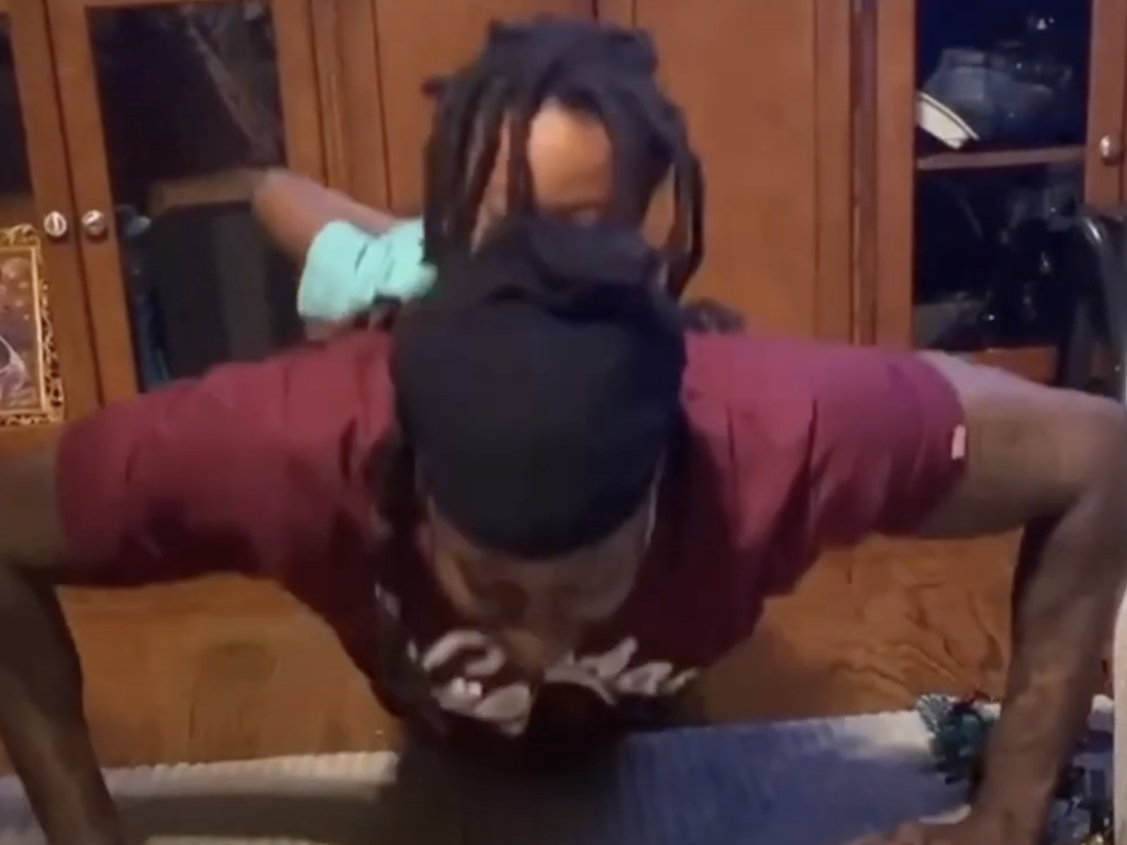 2 Chainz Does Push-Ups W: His Son Halo On Top Of Him